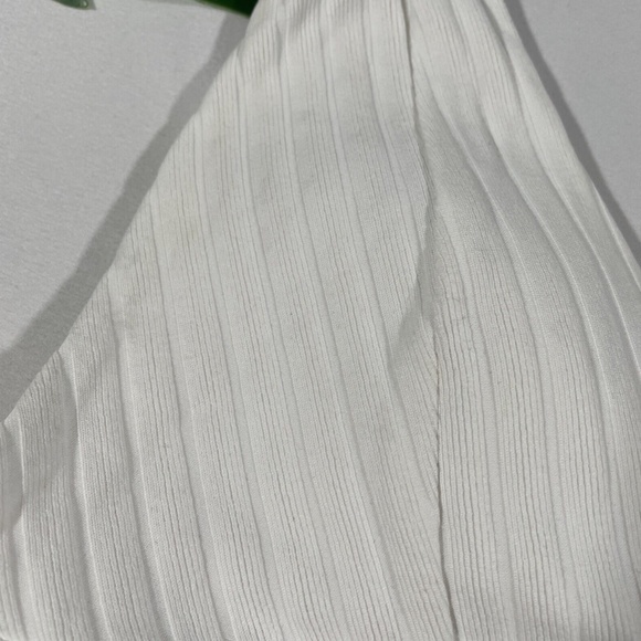 Becca [‎ Small ] Loreto Ribbed Banded Bikini Top in White - Picture 4 of 12